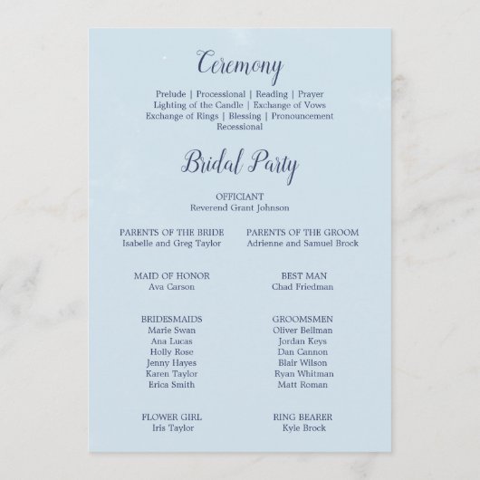 Programme de mariage classique aux fleurs blanches (Dos)