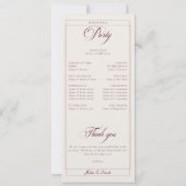 Programme de mariage classique calligraphié en ivo (Dos)