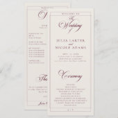 Programme de mariage classique calligraphié en ivo (Devant / Derrière)