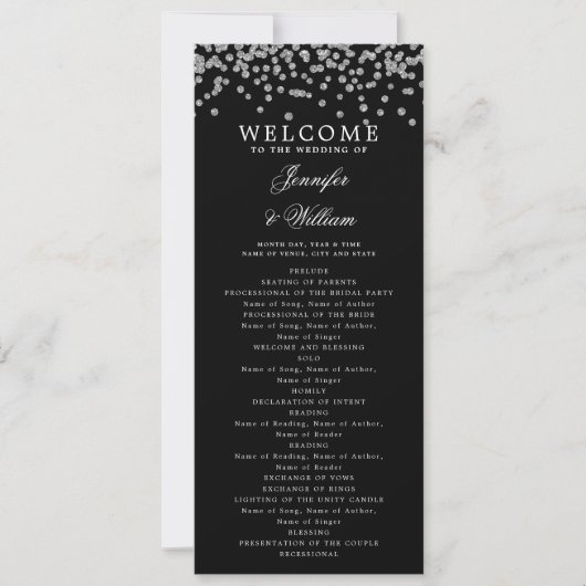 Programme de mariage classique Confetti Argent Noi (Devant)