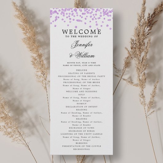 Programme de mariage classique Confetti Purple