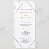 Programme de mariage classique d'or et de marine (Devant / Derrière)