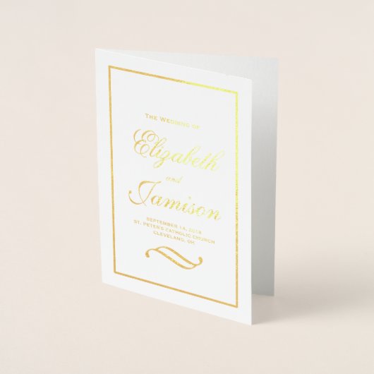 Programme de mariage classique Elegant Gold Foil (Devant)