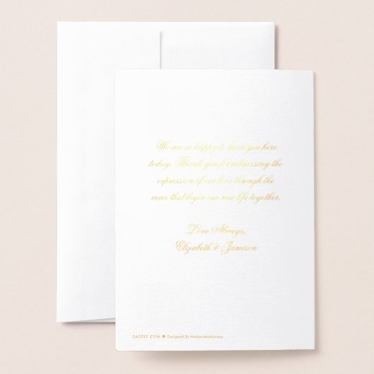 Programme de mariage classique Elegant Gold Foil (Derrière avec enveloppe)