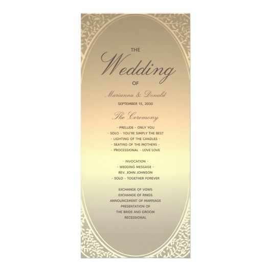 Programme de mariage classique en faux or (Devant)
