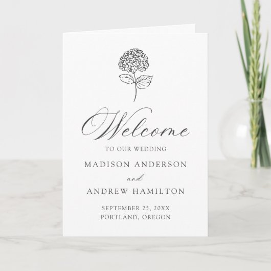 Programme de mariage classique Hydrangea au charbo (Devant)