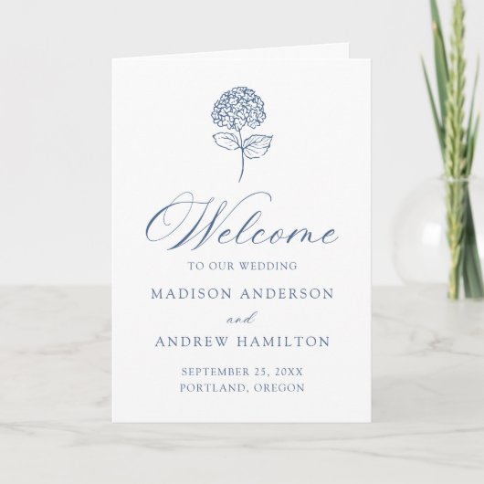Programme de mariage classique Hydrangea bleu mari (Devant)