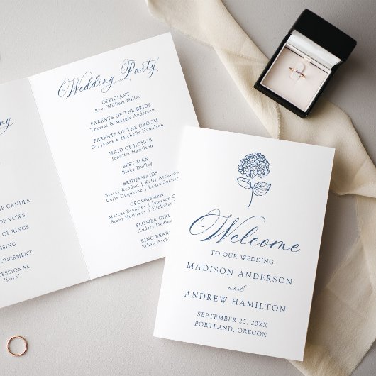 Programme de mariage classique Hydrangea bleu mari