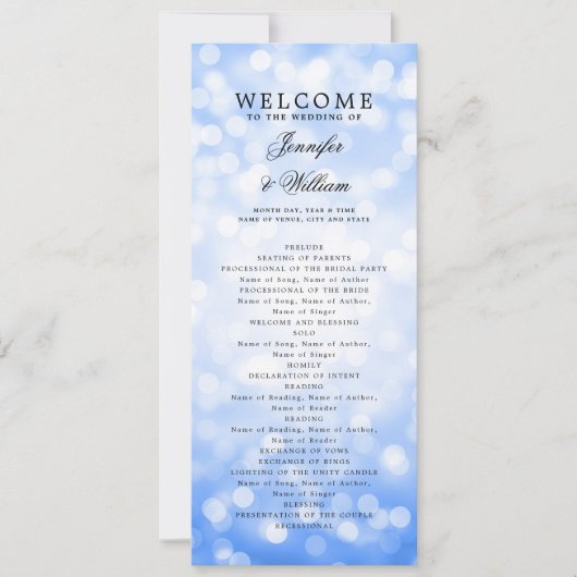 Programme de mariage classique Marine Blue Bokeh L (Devant)