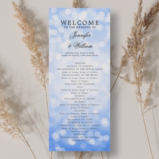 Programme de mariage classique Marine Blue Bokeh L