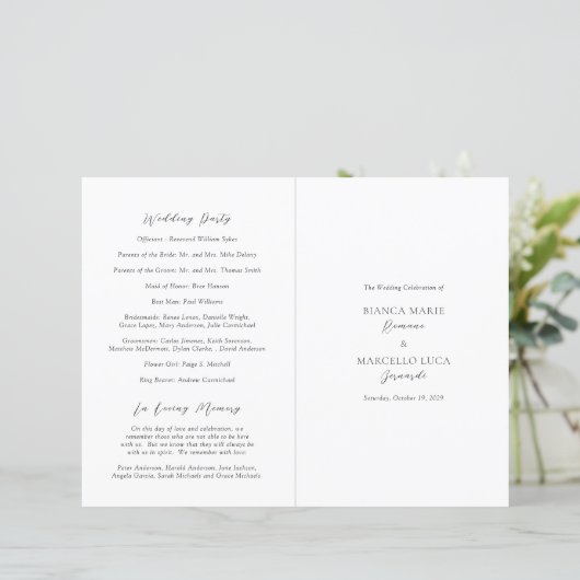 Programme de mariage classique noir et blanc intem (Debout devant)