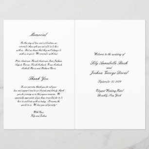 Programme de mariage classique noir et blanc intem