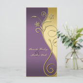 Programme de mariage - Classique violet & or Flora (Debout devant)