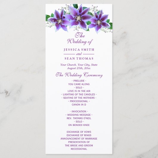 Programme de mariage Classy Chic Clematis (Devant)