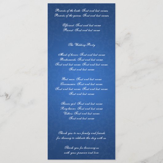 Programme de mariage Clé de mon coeur bleu (Dos)