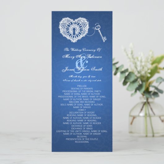 Programme de mariage Clé de mon coeur bleu (Debout devant)
