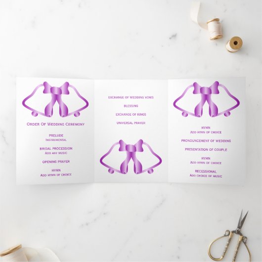 Programme De Mariage Cloches Violettes Et Ruban (Intérieur)