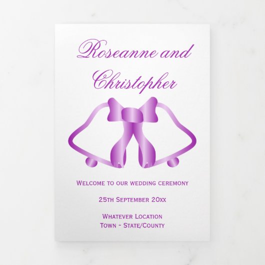 Programme De Mariage Cloches Violettes Et Ruban (Page de couverture)