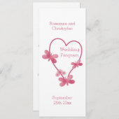 Programme De Mariage Coeur Rose Et Papillons (Devant / Derrière)