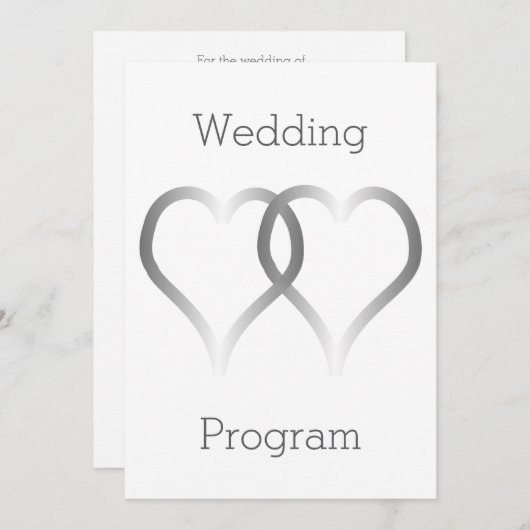 Programme de mariage Coeurs d'argent (Devant / Derrière)