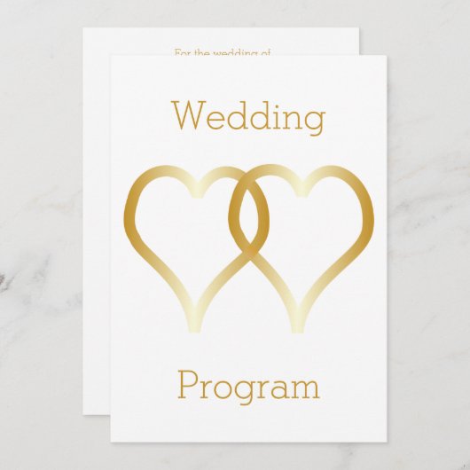 Programme de mariage Coeurs d'or (Devant / Derrière)