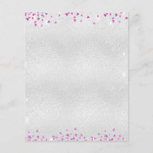 Programme de mariage coeurs roses fuchsia argentés (Dos)