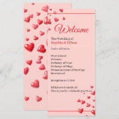 Programme de mariage Cœurs Rouges Romantiques (Devant / Derrière)