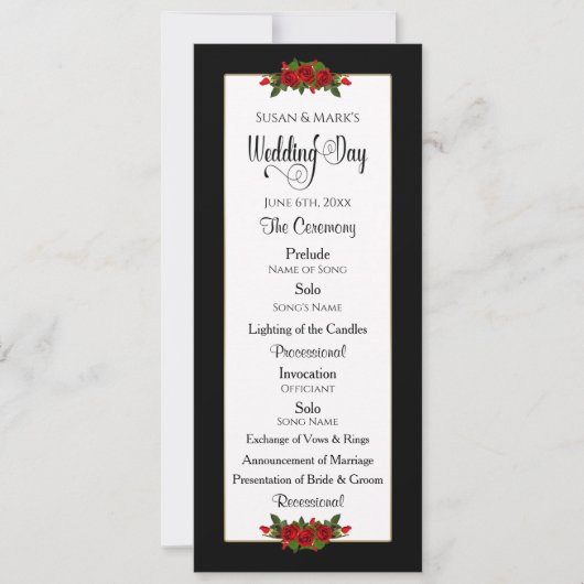 Programme de mariage, collection de rose rouge (Devant)
