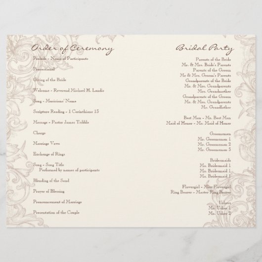 Programme de mariage - Collection des ailes d'amou (Dos)