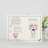 Programme de mariage coloré Zinnia Mason Jar (Debout devant)