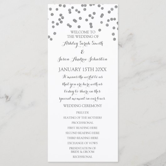 Programme de mariage Confetti Argent (Devant)