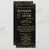 Programme de mariage | Confetti noir et or (Devant / Derrière)