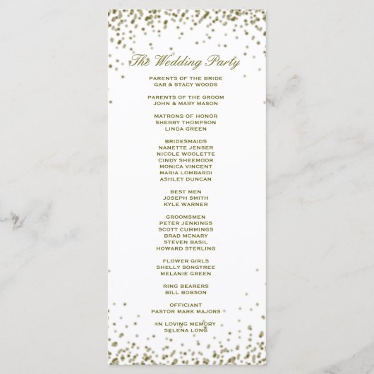 Programme de mariage | Confetti Parties scintillan (Dos)