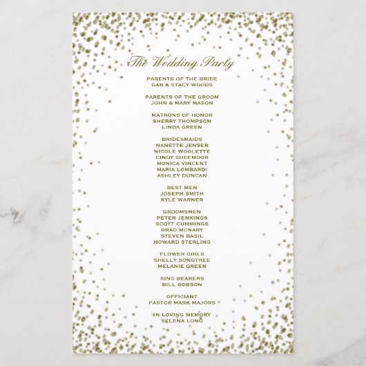 Programme de mariage | Confetti Parties scintillan (Dos)