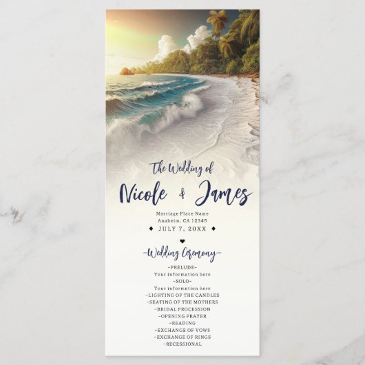 Programme de mariage côtier au coucher du soleil s (Devant)