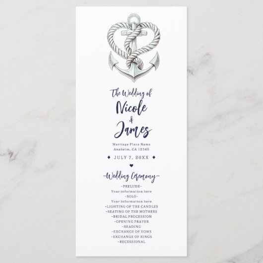 Programme de mariage côtier avec corde d'ancre de  (Devant)