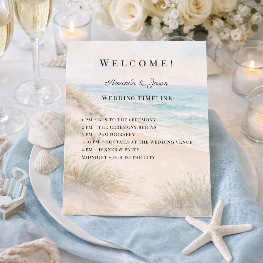Programme de mariage côtier sur la plage avec un c