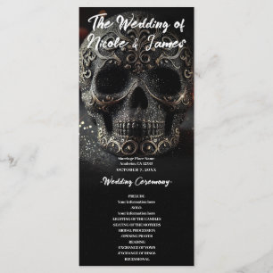 Programme de mariage crâne paillettes noir glamour