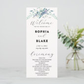 Programme de mariage crème floral bleu et vert élé (Debout devant)