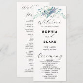 Programme de mariage crème floral bleu et vert élé (Devant / Derrière)