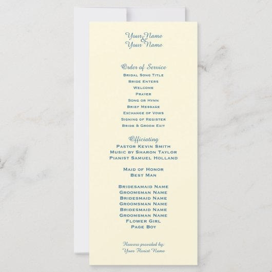 Programme de mariage crémeux (Devant)