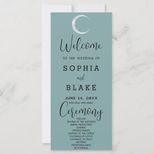 Programme de mariage croissant de lune bleu argent (Devant)