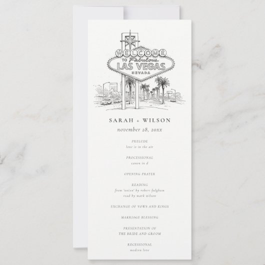 Programme de mariage croqué Las Vegas Nevada (Devant)