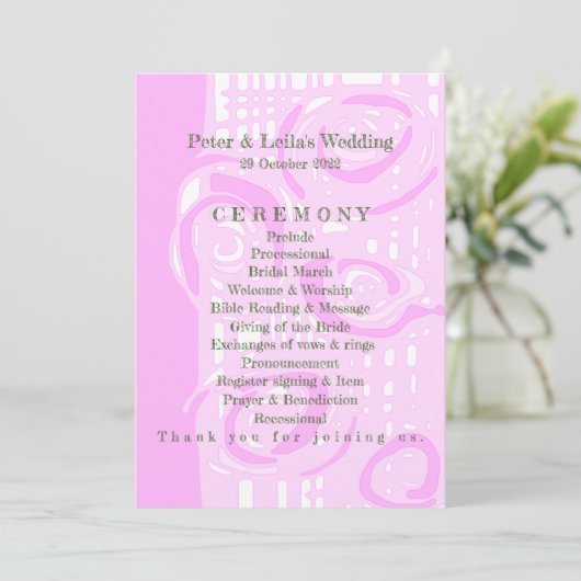 Programme de mariage Culture Mosaic Floral Rose 3 (Debout devant)