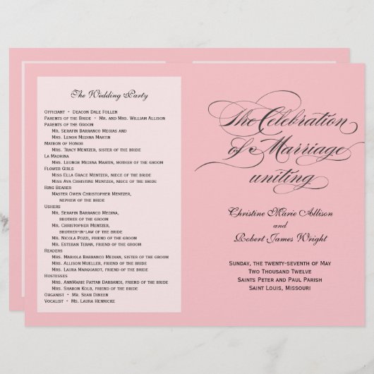 Programme de mariage Custom_Blush (Devant / Derrière)