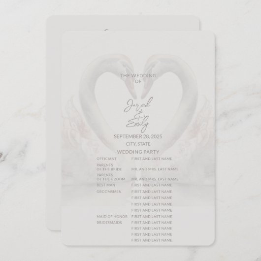 Programme de mariage cygne | Complet (Devant / Derrière)