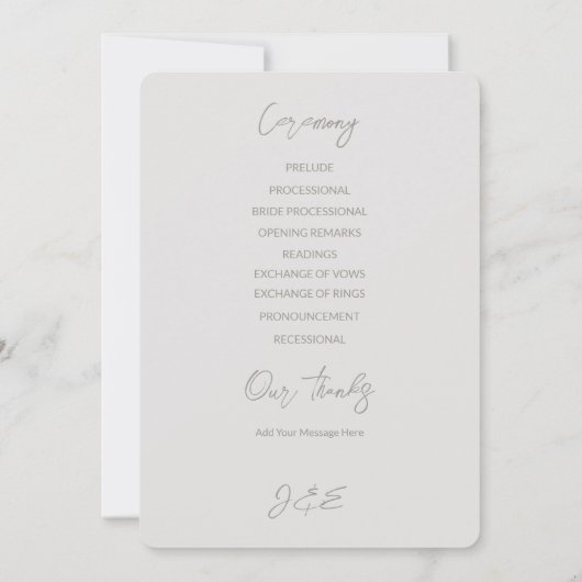 Programme de mariage cygne | Complet (Dos)