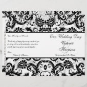 Programme de Mariage damassé Florale Noir, Blanc,  (Devant / Derrière)