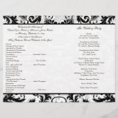 Programme de Mariage damassé Florale Noir, Blanc,  (Dos)