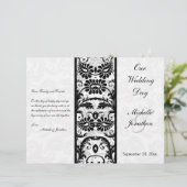 Programme de Mariage damassé Florale Noir, Blanc,  (Debout devant)